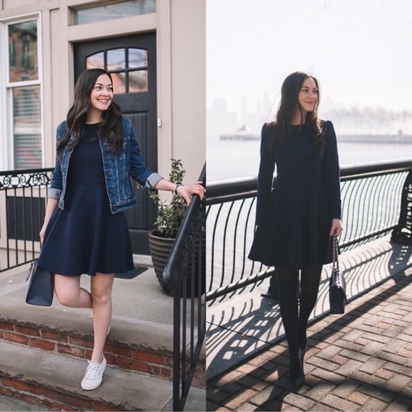 Gal Meets Glam sz 4 Celeste Fit n Flare Dress Long Sleeve Tiered Classic Black - Picture 1 of 7